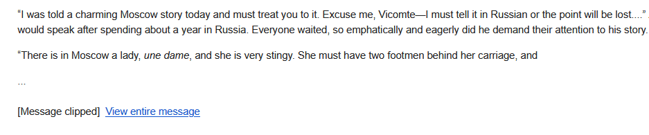 An example of Gmail trimming the end of an email that exceeded 102kb