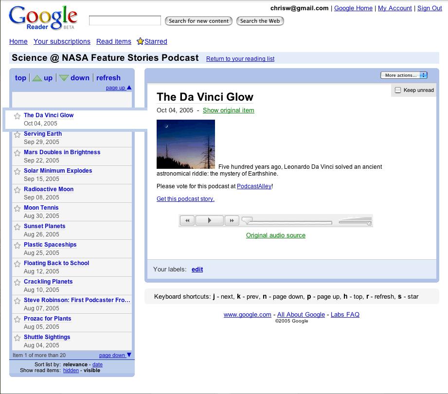 Google Reader with Podcasts