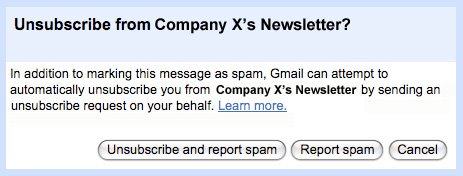 Gmail old spam unsubscribe dialog