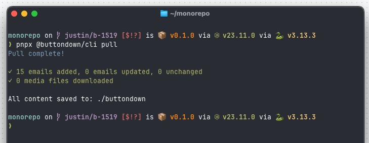 A screenshot of the CLI